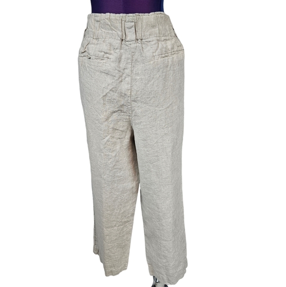 Chico's Khaki Linen High Rise Casual Wide Leg Pants Size 12 Women's T45 - Picture 5 of 9